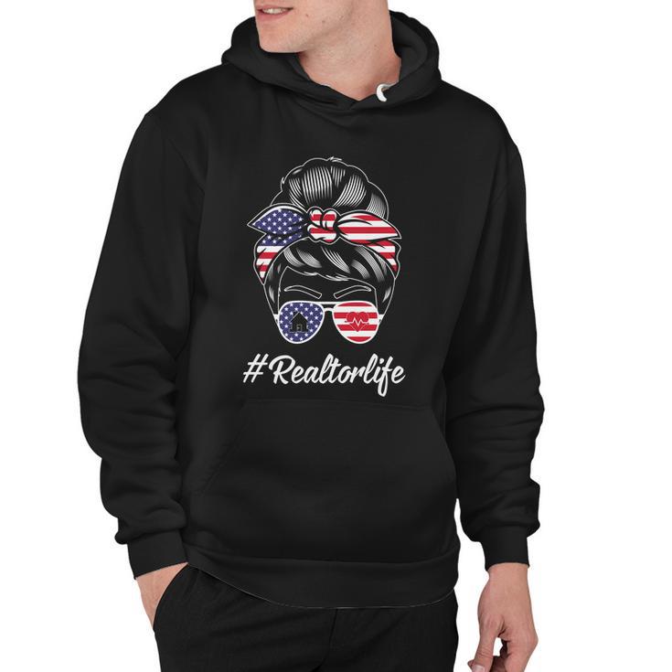 Messy Bun Realtor Life 4Th Of July Plus Size Shirt For Mom Girl Hoodie