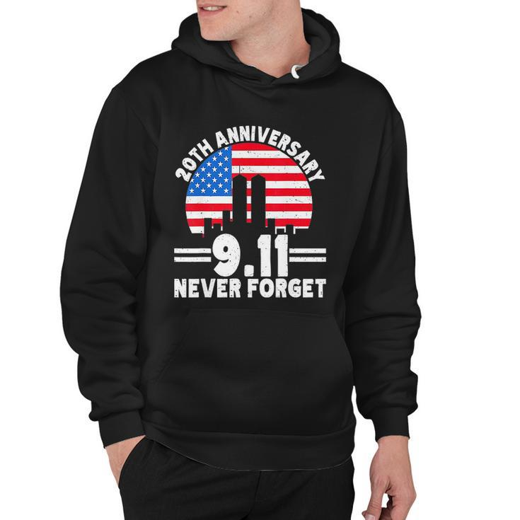 Never Forget 9 11 20Th Anniversary Retro Patriot Day Hoodie