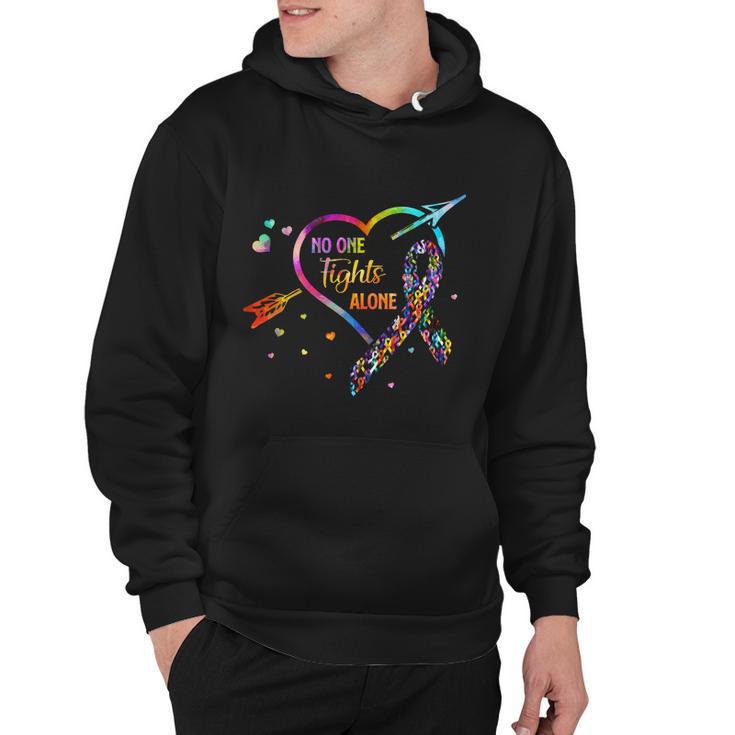 No One Fight Alone Arrow Heart Fight Cancer Ribbon Meaningful Gift Hoodie