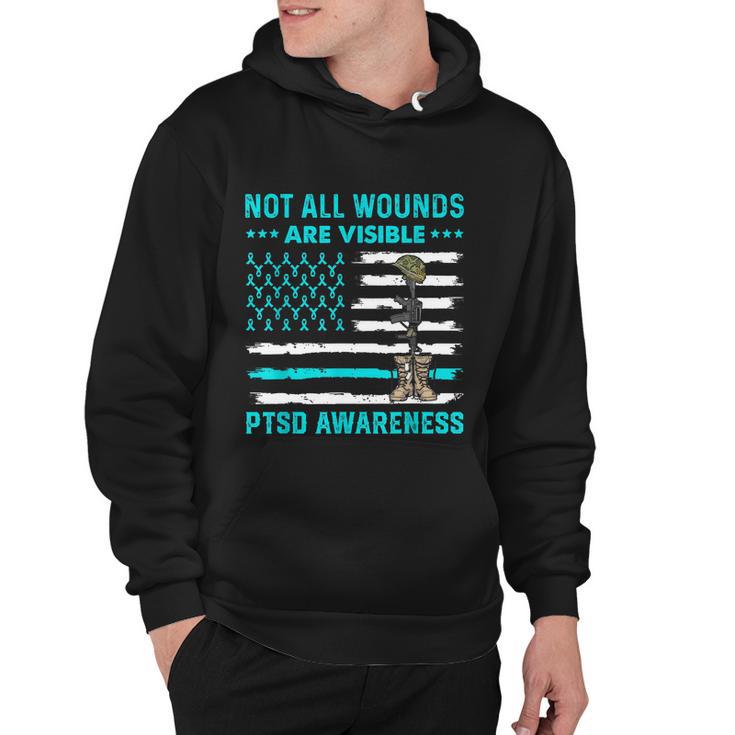 Not All Wounds Are Visible Ptsd Awareness Teal Ribbon Hoodie