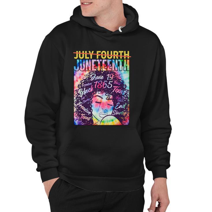 Not July 4Th Juneteenth Tie Dye African American Woman Hoodie