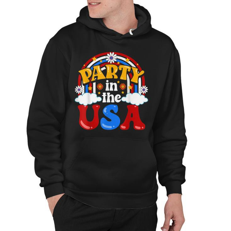 Party In The Usa Vintage Daisy Flowers 4Th Of July Patriotic  Hoodie