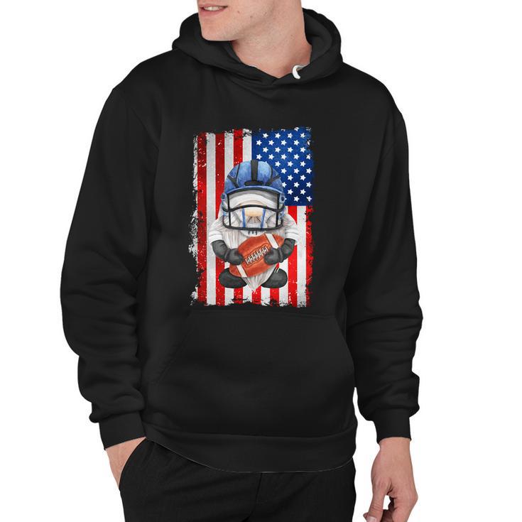 Patriotic Football Dad With Funny Gnome And American Flag Gift Hoodie