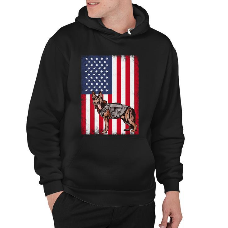 Patriotic German Shepherd American Flag Grunge Dog Lover Gift Hoodie