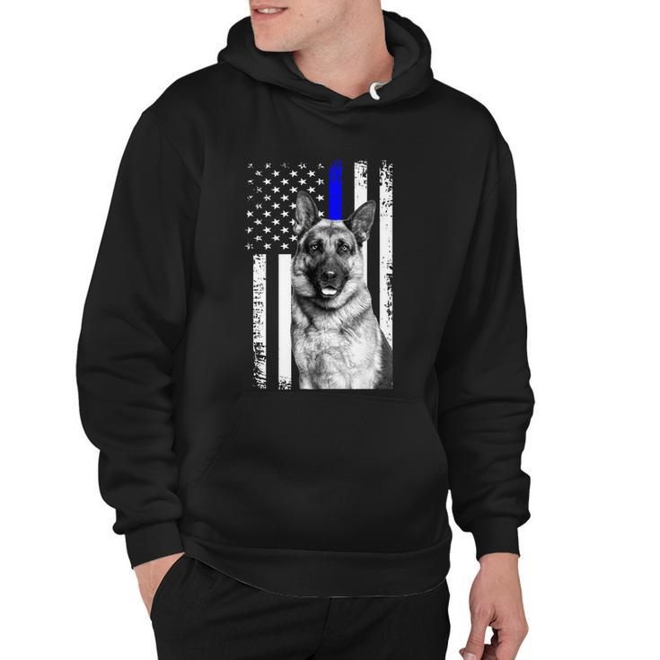 Patriotic German Shepherd Dog American Flag Thin Blue Line Gift Hoodie