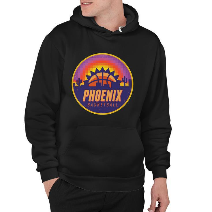 Phoenix Basketball Retro Logo Pixel Sunset Hoodie