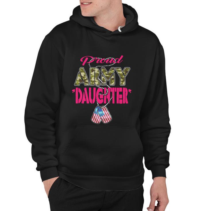 Proud Army Daughter Us Flag Gift Camo Dog Tags Military Child Gift Hoodie