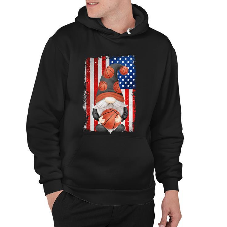 Proud Basketball Grandpa Gnome With Patriotic American Flag Cute Gift Hoodie