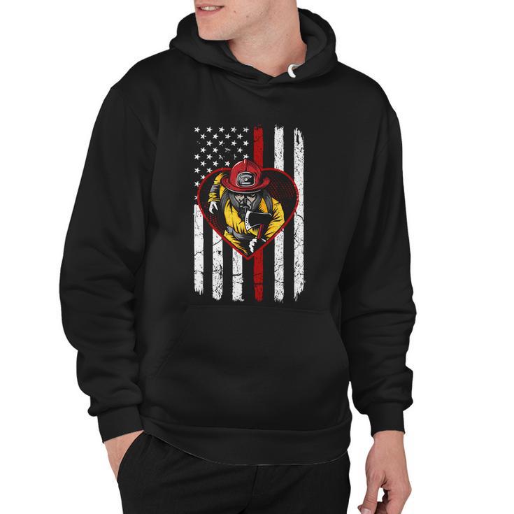 Proud To Be A Firefighter Usa American Flag Thin Red Line Hoodie