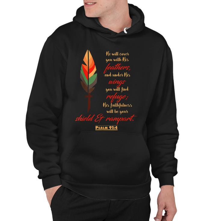 Psalm 914  Under His Wingsrefuge Double Sided Design Hoodie