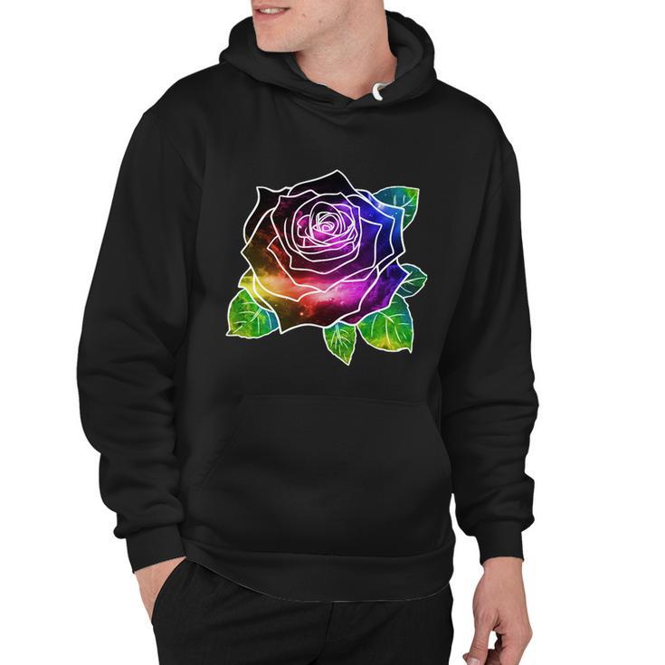 Rainbow Galaxy Floral Rose Hoodie
