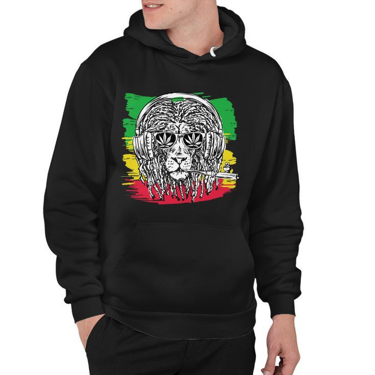 Rasta Lion With Glasses Smoking A Joint Hoodie