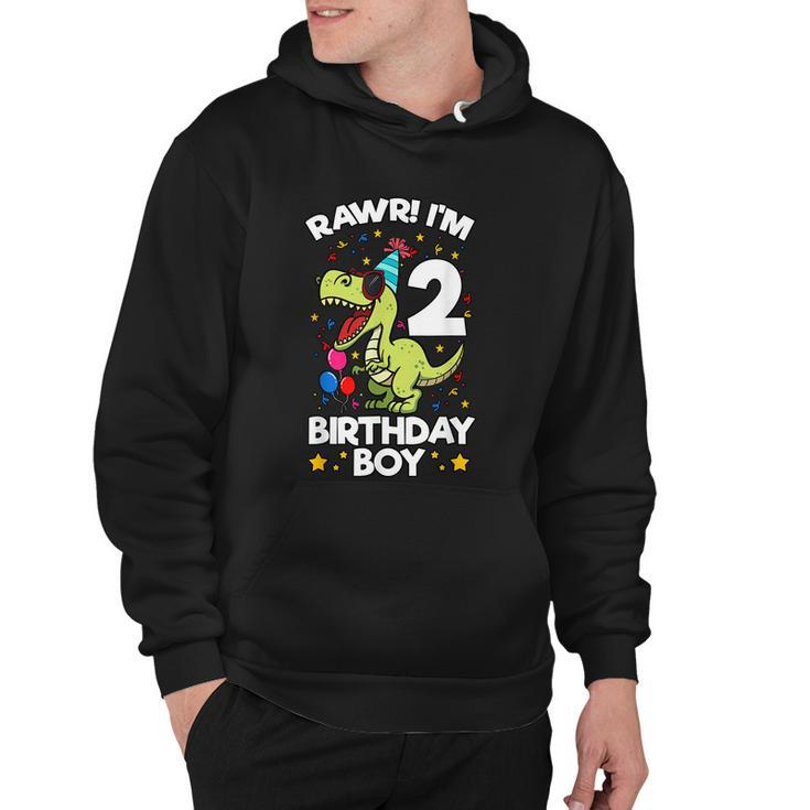 Rawr Im 2 Birthday Boy Dinosaur Trex Themed 2Nd Birthday Hoodie