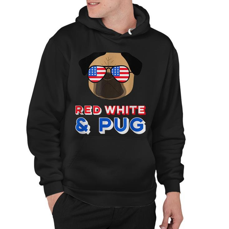 Red White And Pug  Funny Usa Dog 4Th July   Hoodie