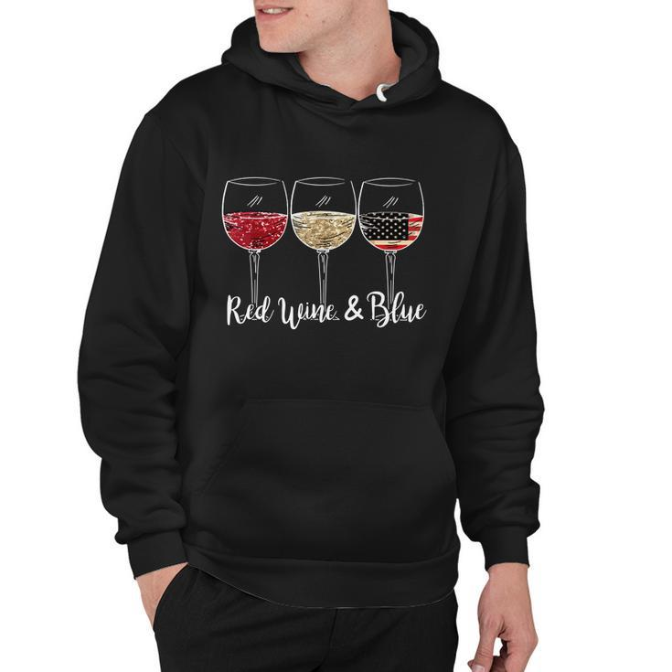 Red Wine And Blue Funny 4Th Of July Drinking Wine Lover Hoodie