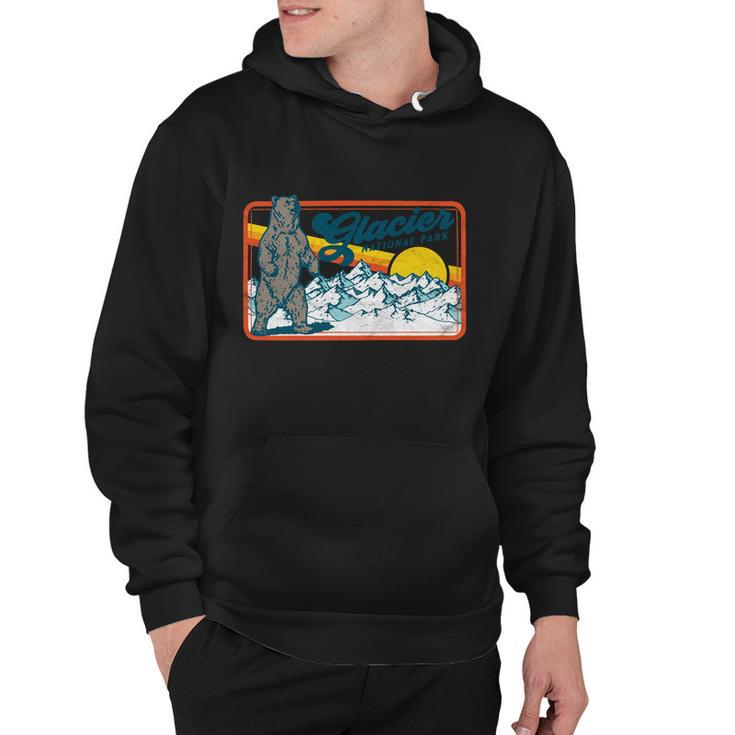 Retro Glacier National Park 80S Bear Graphic 80S Meaningful Gift Hoodie