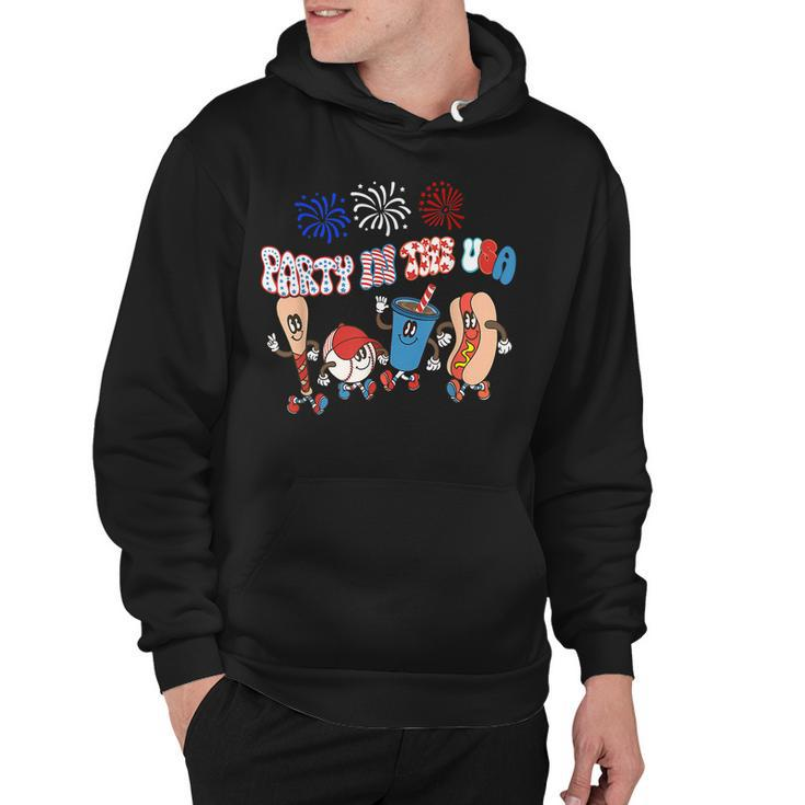 Retro Style Party In The Usa 4Th Of July Baseball Hot Dog  V2 Hoodie