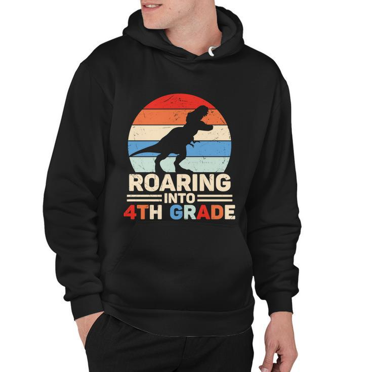 Roaring Into 4Th Grade Dinosaur First Day Of School Back To School Hoodie