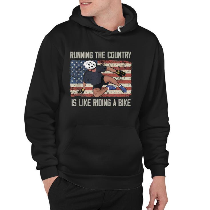 Running The Country Is Like Riding A Bike Funny Biden Meme Hoodie