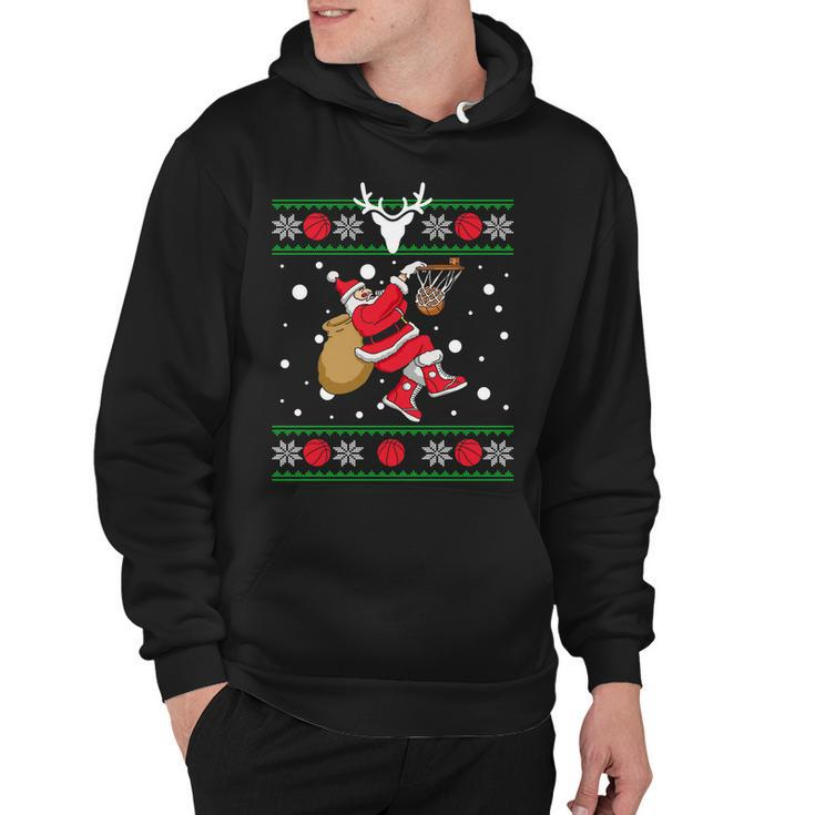 Santa Dunking Basketball Ugly Christmas Hoodie