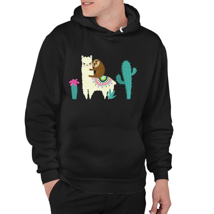 Sloth Riding Llama Funny Cactus Tshirt Hoodie