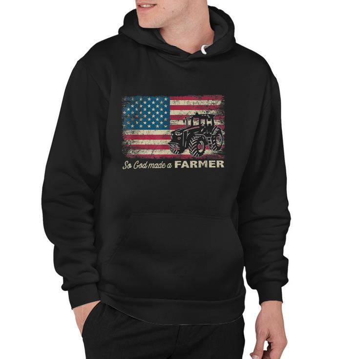 So God Made A Farmer Usa Flag Patriotic Farming Gift Hoodie