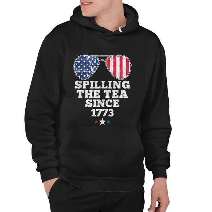 Spilling The Tea Since 1773 Funny 4Th Of July American Flag Hoodie