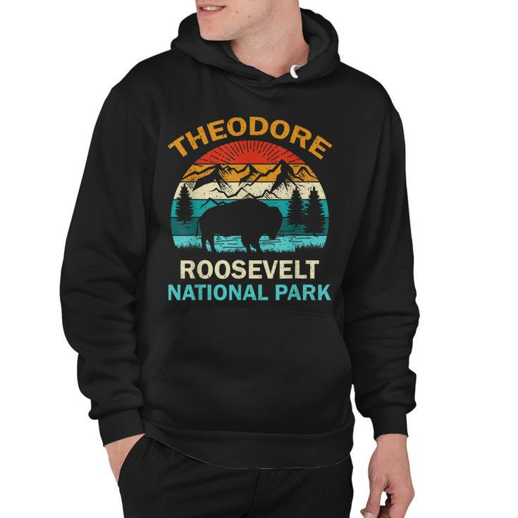 Theodore Roosevelt National Park North Dakota Buffalo Retro  Hoodie