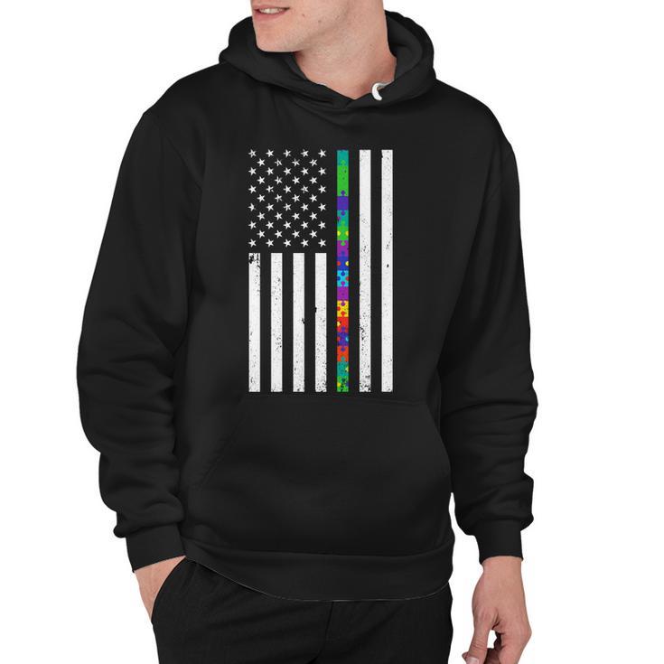 Thin Puzzle Line Autism Flag Hoodie