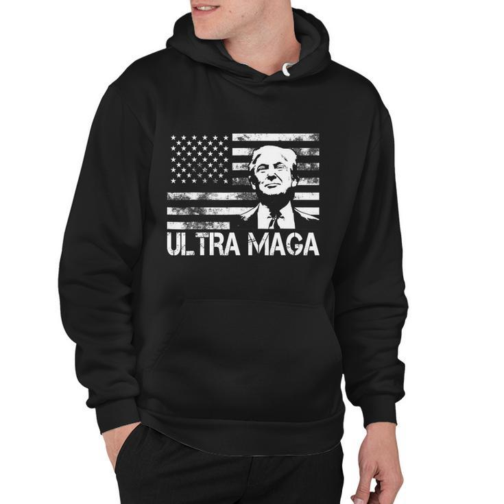 Trendy Ultra Maga Pro Trump American Flag 4Th Of July Retro Funny Gift Hoodie