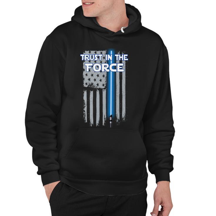 Trust In The Force American Blue Lightsaber Police Flag Tshirt Hoodie