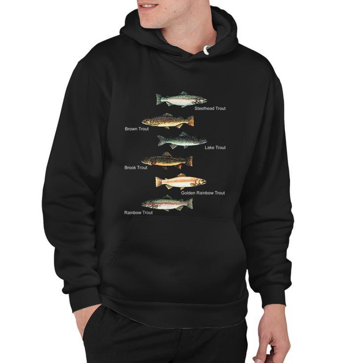 Types Of Trout Fish Species Collection Fishing Hoodie