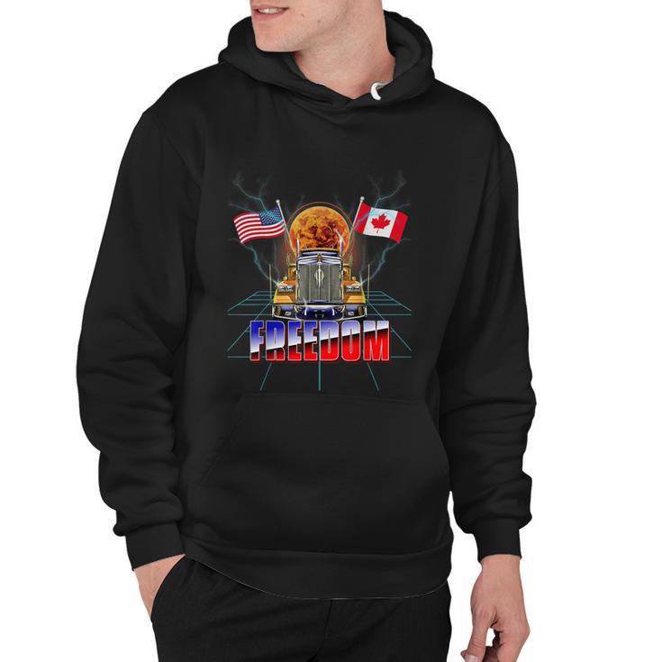 Usa American And Canada Flag Freedom Convoy 2022 Trucker Tshirt Hoodie