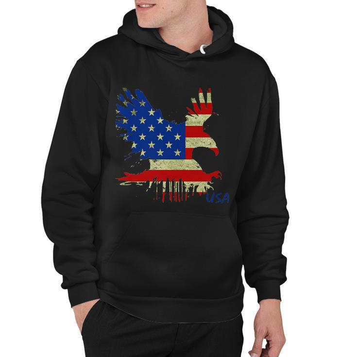 Usa Bald Eagle Flag Drip 4Th Of July Hoodie