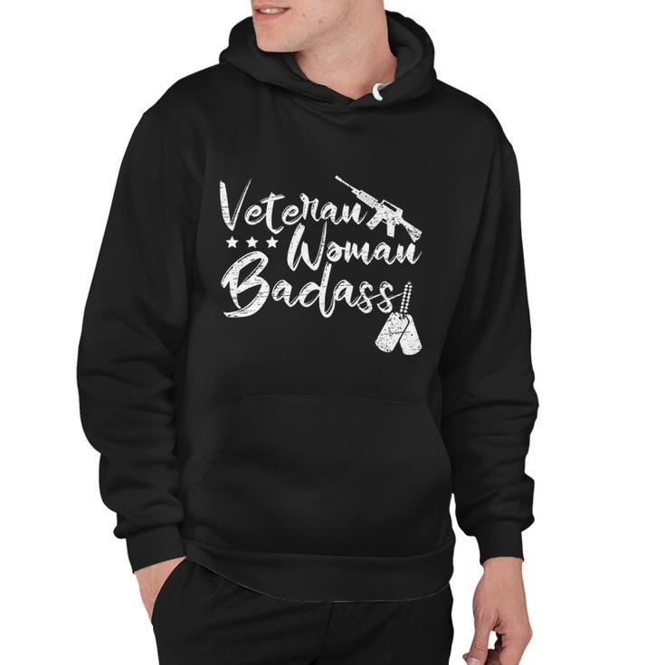 Veteran Woman Badass Made Veteran Memorial Day Gift Hoodie