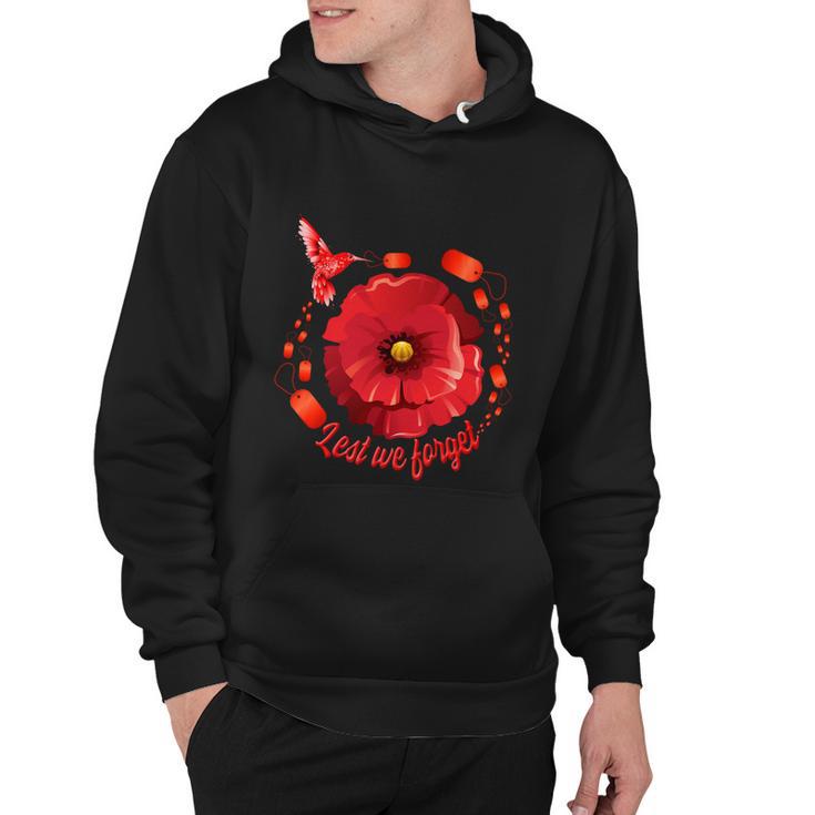 Veterans Day Lest We Forget Red Poppy Flower Usa Memorial Cool Gift Hoodie