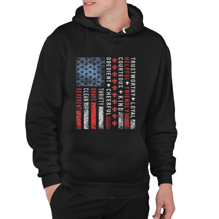 Vintage Us America Flag Scouting Scout Law Hoodie