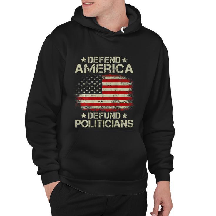 Vintage Usa Flag Defend America Defund Politicians Hoodie