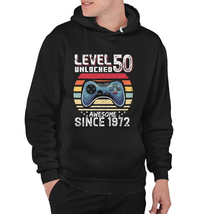 Vintage Video Gamer Birthday Level 50 Unlocked 50Th Birthday Hoodie