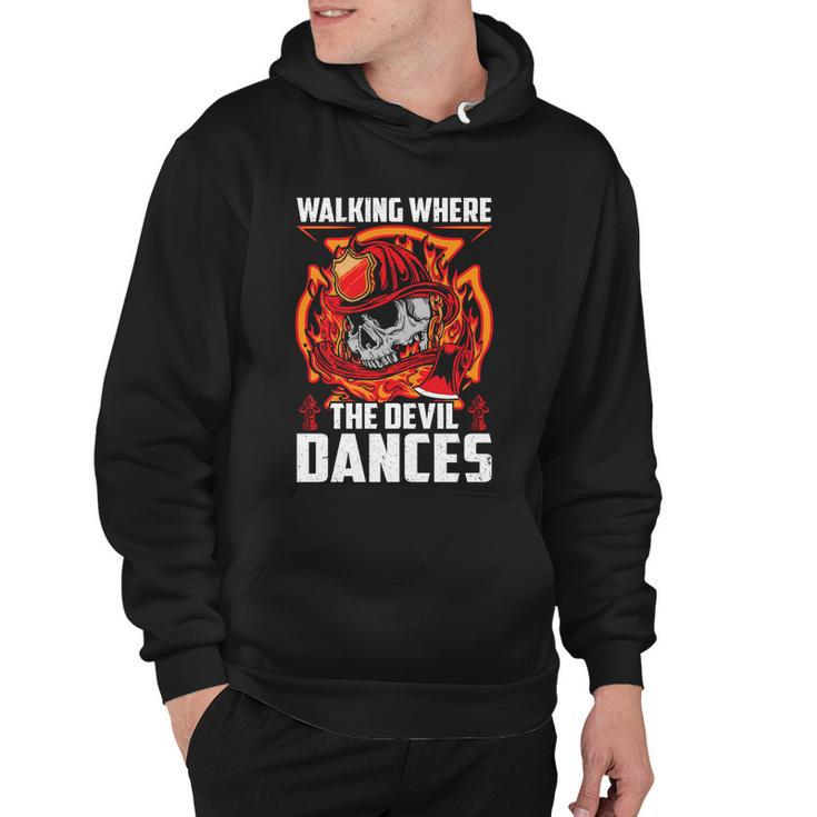 Walking Where The Evil Dances Proud To Be A Firefighter Usa Flag Hoodie
