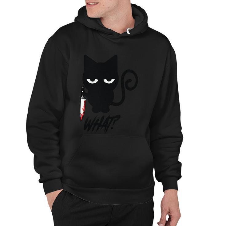 What Black Cat With Knife Halloween Quote Hoodie