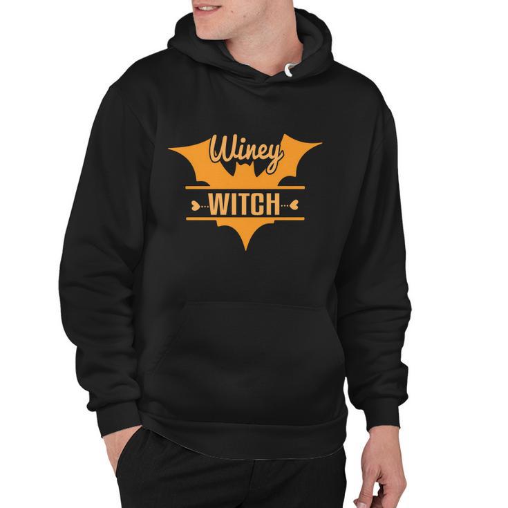 Winey Witch Bat Halloween Quote Hoodie