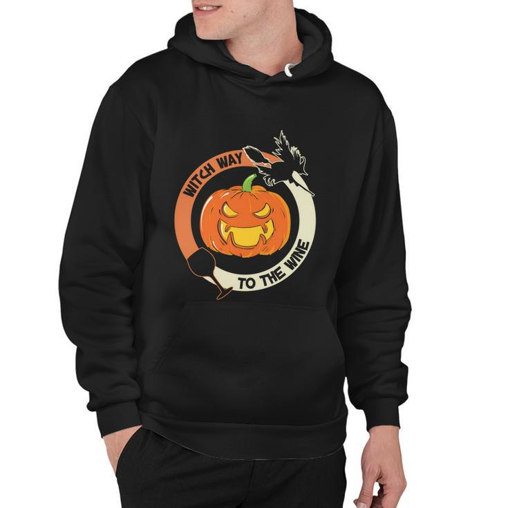 Witch Way To The Wine Pumpkin Halloween Quote Hoodie