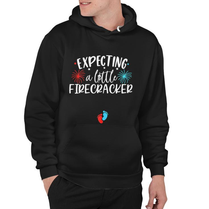 Womens Expecting A Little Firecracker Funny 4Th Of July Pregnant Hoodie