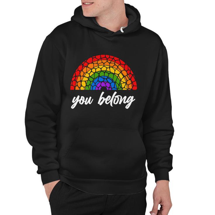 You Belong Lgbtq Stone Pattern Rainbow Hoodie