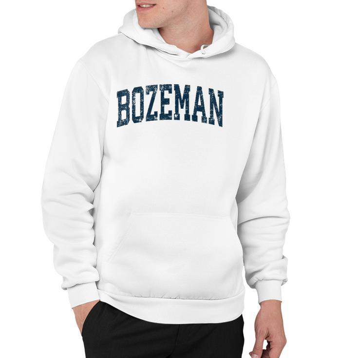 Bozeman Montana Mt Vintage Athletic Sports Navy Design Hoodie