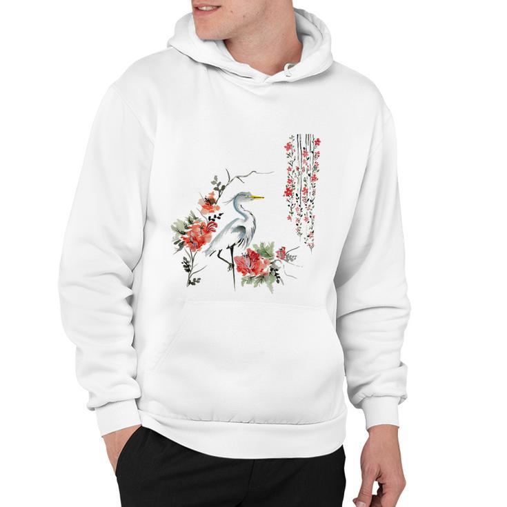 Japanese Art Crane Bird Garden Stylish Design Hoodie