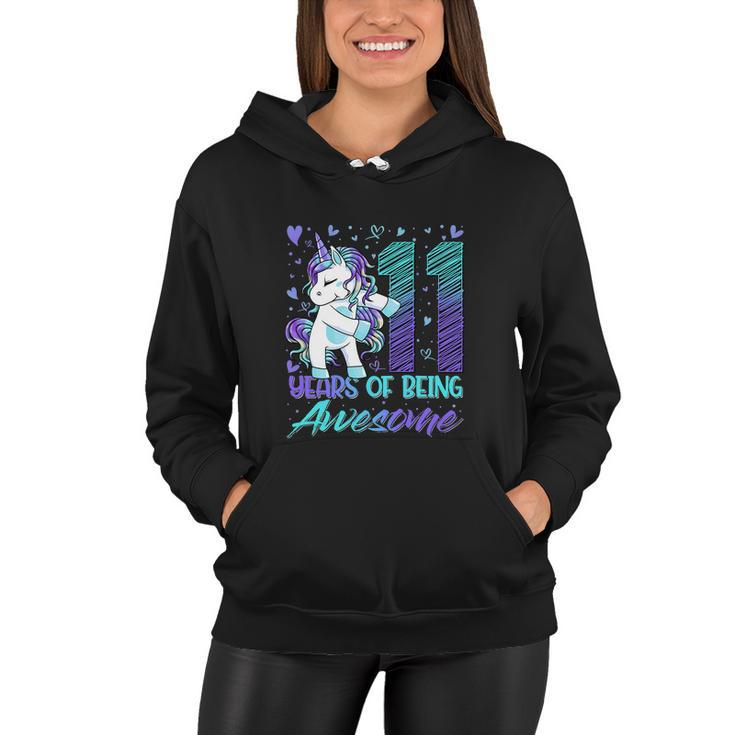 11Th Birthday 11 Year Old Girl Funny Flossing Unicorn Party Women Hoodie