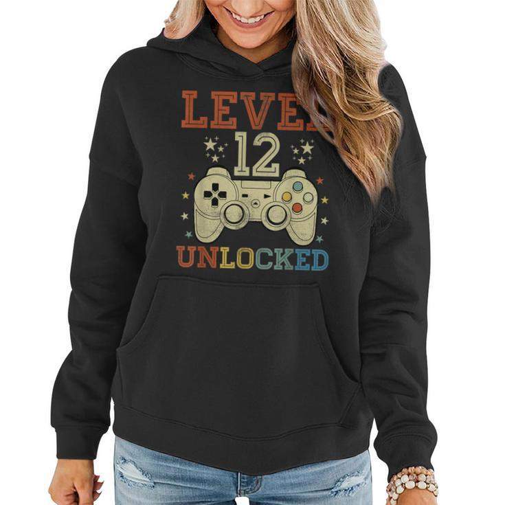 12 Year Old Gifts Level 12 Unlocked 12Th Birthday Video  Women Hoodie Graphic Print Hooded Sweatshirt