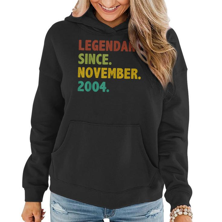 18 Years Old Gifts Legend Since November 2004 18Th Birthday  V2 Women Hoodie Graphic Print Hooded Sweatshirt